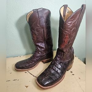 Cowtown Caiman Chocolate Brown Leather Western Boots